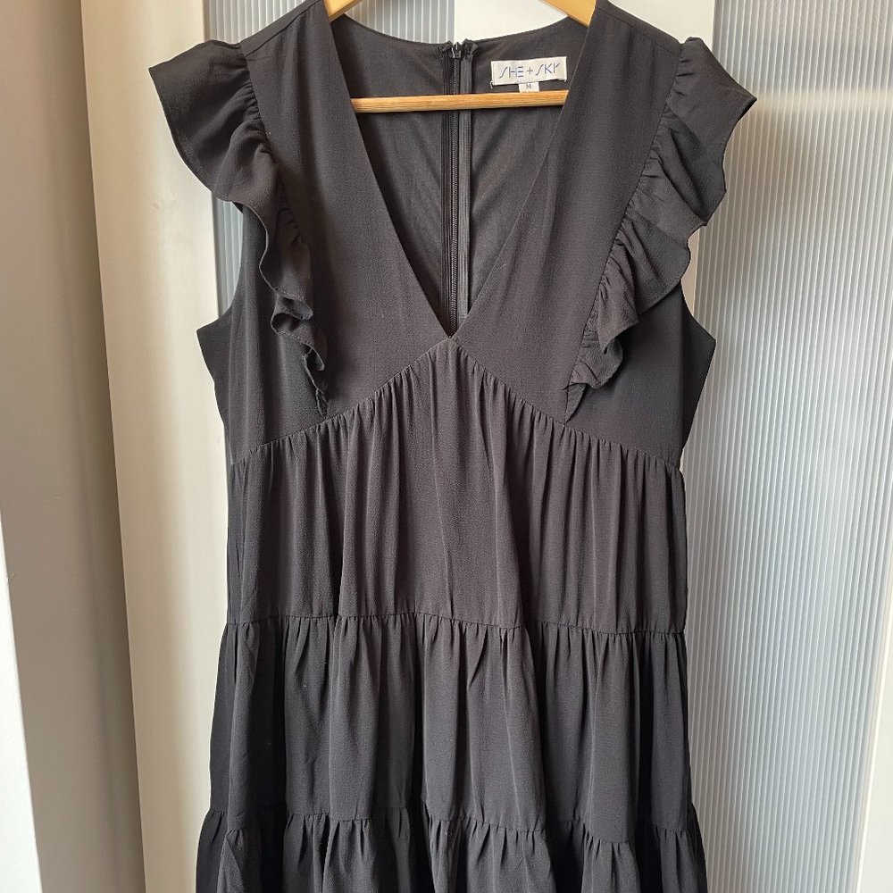 Black tiered mini dress